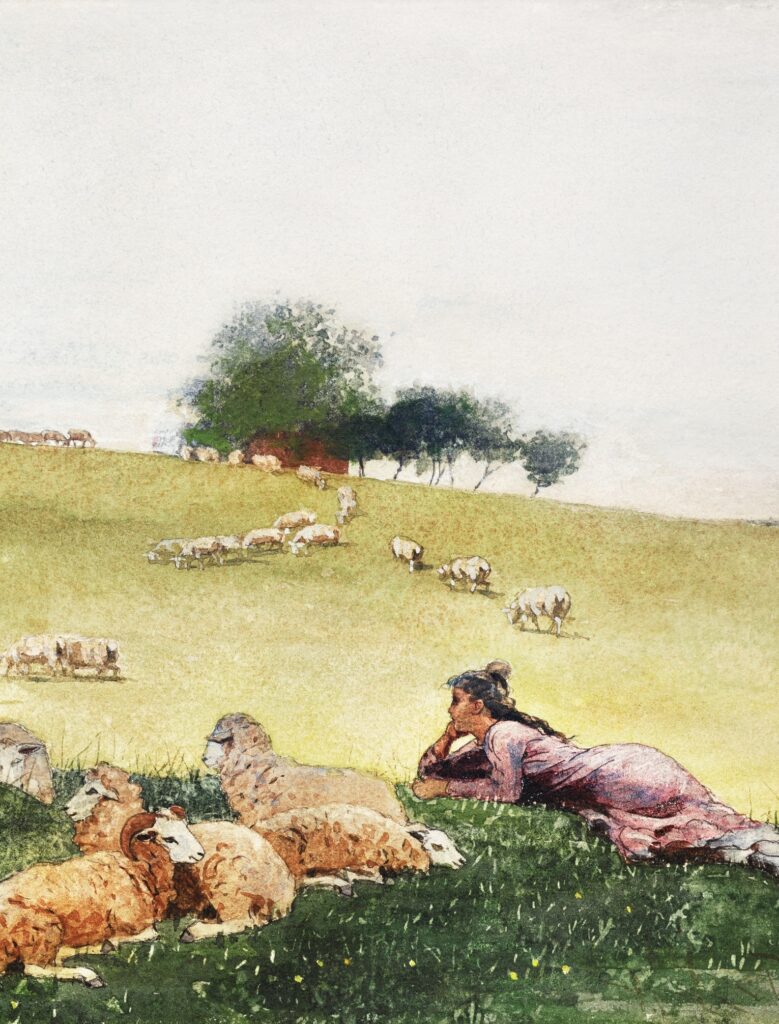 Shepherdess of Houghton Farm (1878) by Winslow Homer. Original from The Clark Art Institute.